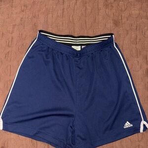 Adidas Blue Athletic Shorts with White Stripes
